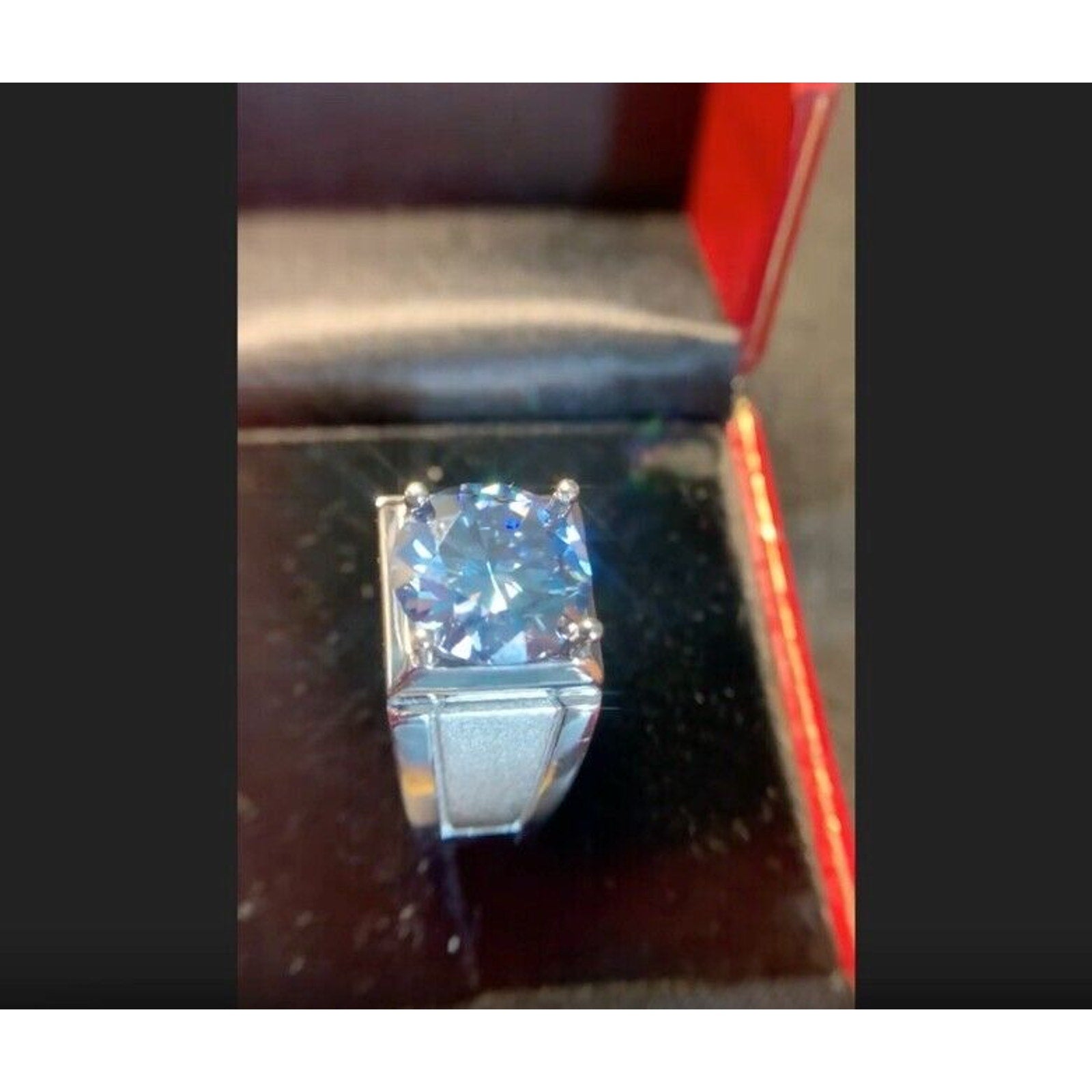 VVS1 5 CT Blue Moissanite Men's Ring, Men's Blue Moissanite Ring 11mm Sterling
