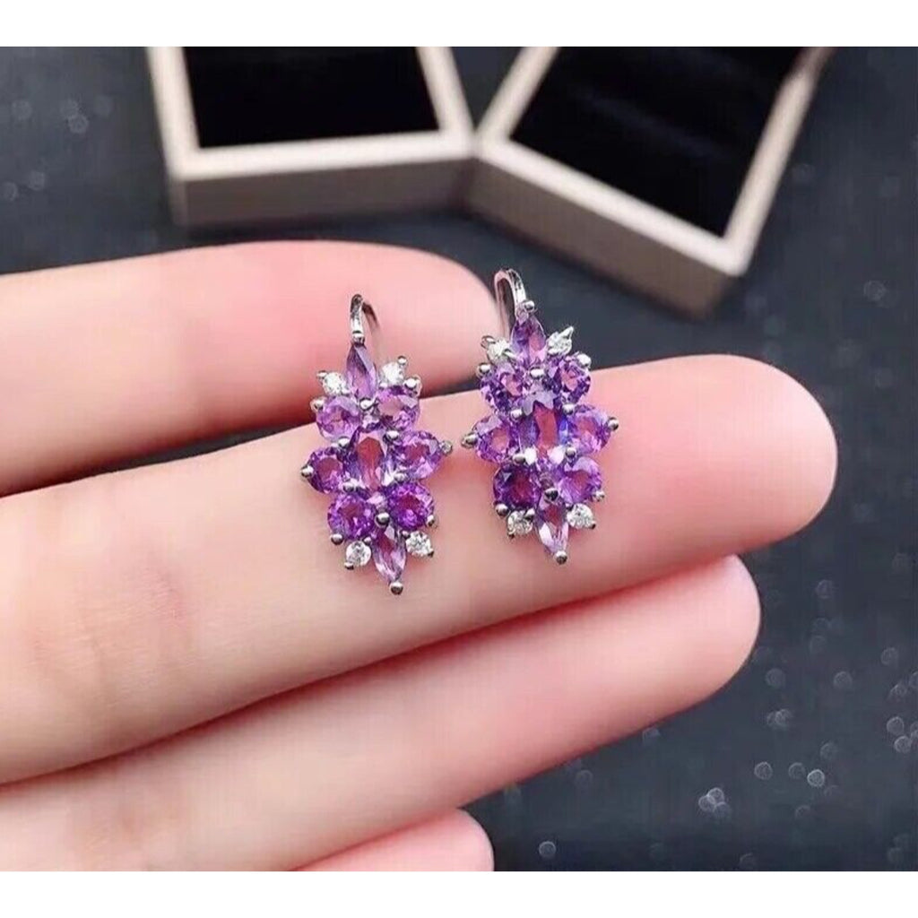 Amethyst Sterling Sterling Silver Earrings, Amethyst Earrings, Purple Amethyst