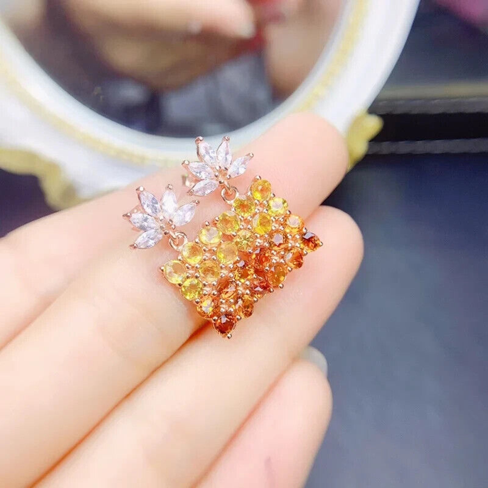 Citrine Earrings, Natural Citrine Gradient Statement Earrings