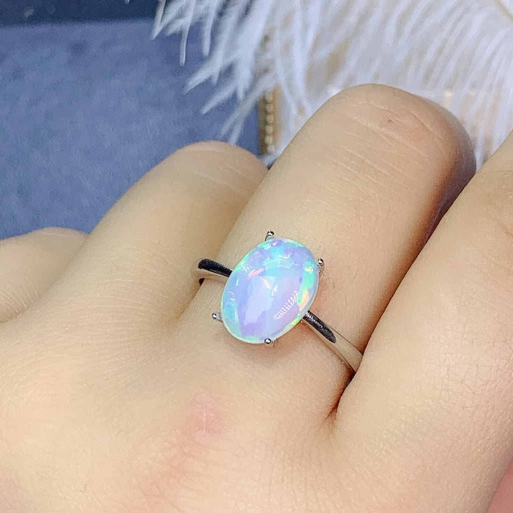 Natural Fire Opal Gemstone Ring, Women'sSterling Silver Opal Rings