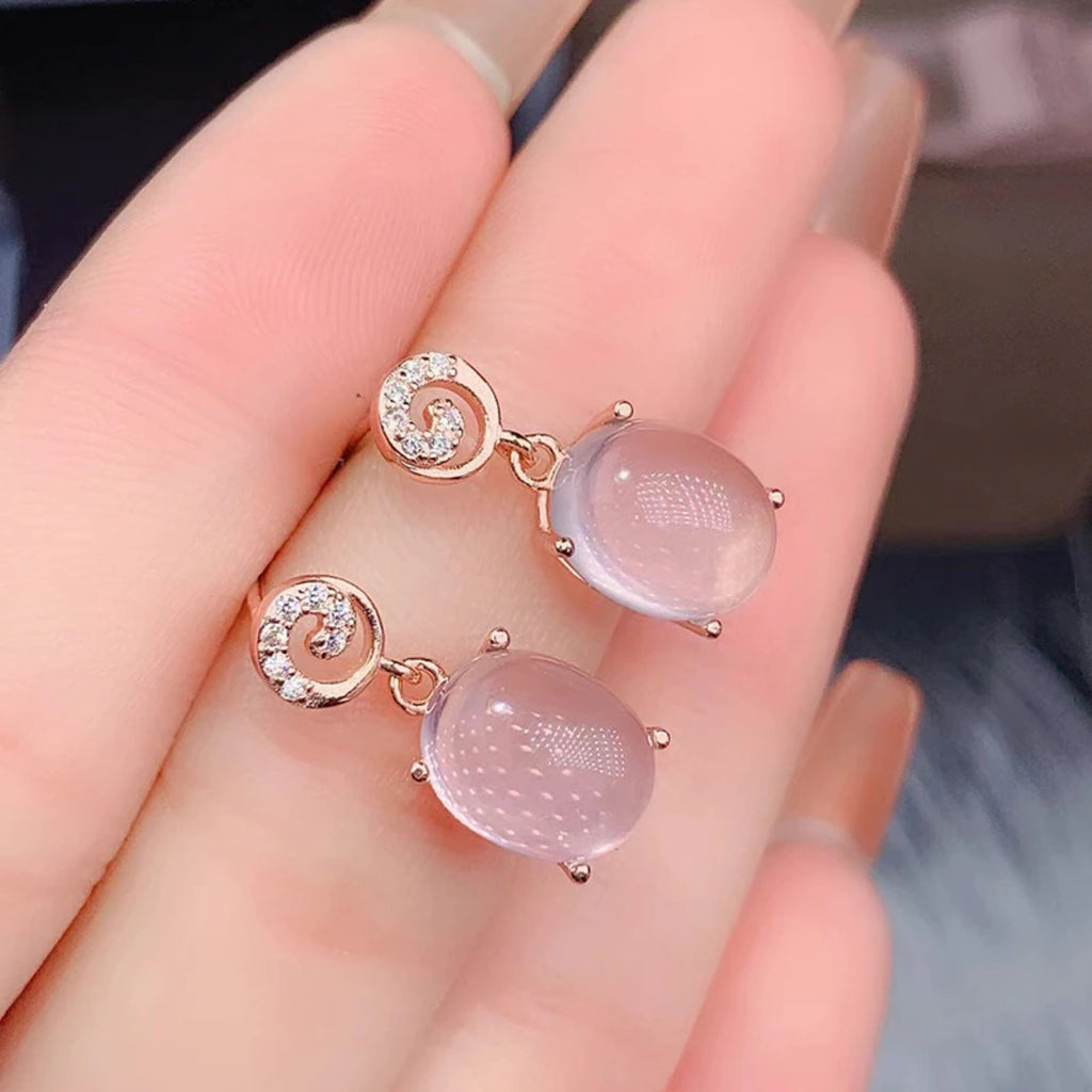 Rose Quartz Jewelry Gift Box Set, Rose Quartz Necklace, Ring, and Pendant Set