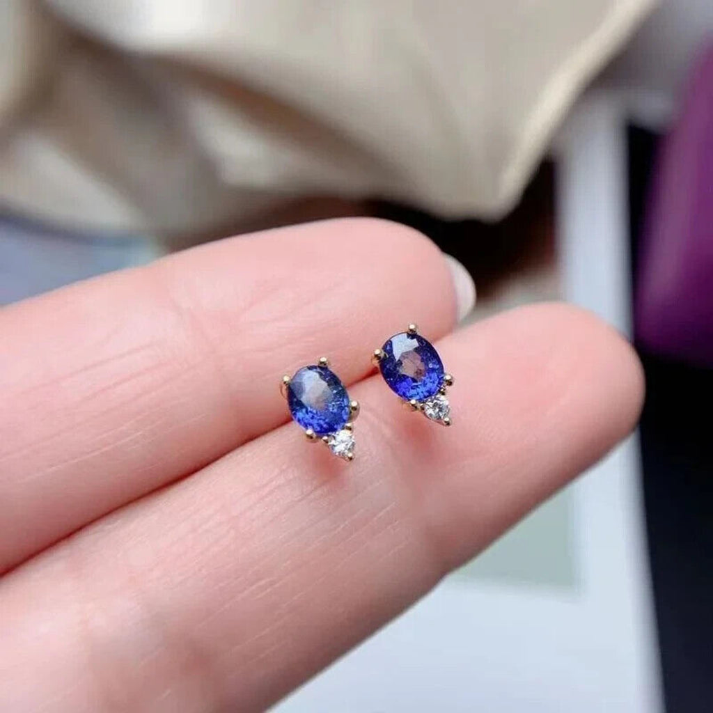 Sapphire Earrings, Natural Sapphire Stud Earrings, Sapphire Stud Earrings, Sterling Silver Sapphire Earrings, Sapphire, Natural Sapphire Earrings, 925 Sterling Silver, Blue Sapphire Earrings, Natural Blue Sapphire Earrings, Natural Blue Sapphire, Blue Sapphire, Bright Blue Sapphire, 925 Sterling Silver, Sapphire Earrings, Dainty, Dainty Stud Earrings, Dainty Sapphire Earrings, Women’s Sapphire Earrings, Anniversary Gift Sapphire, Sapphire September Birthstone, September Birthstone Sapphire
