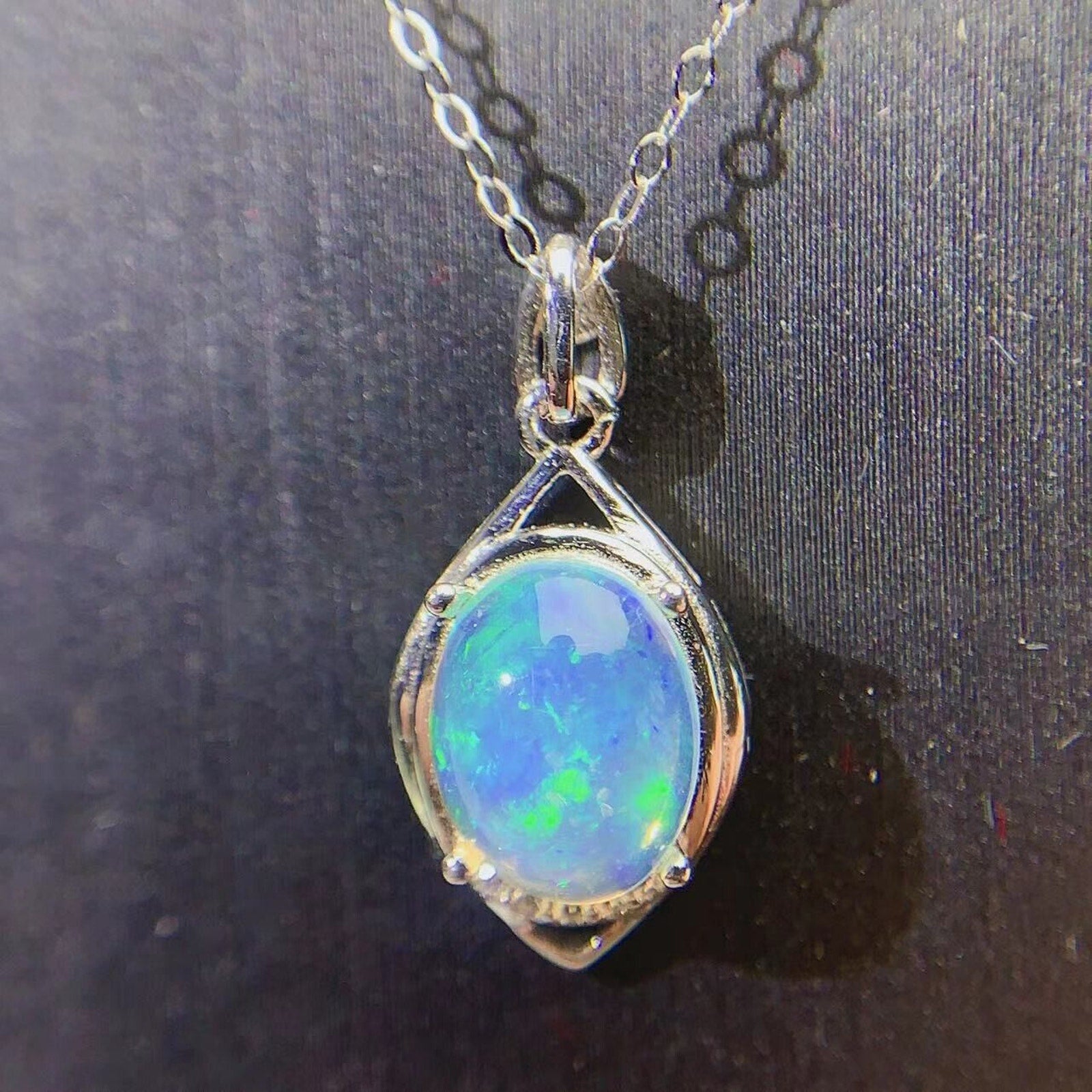 Natural Fire Opal Pendant Necklace, Women's Opal Necklace Sterling Silver