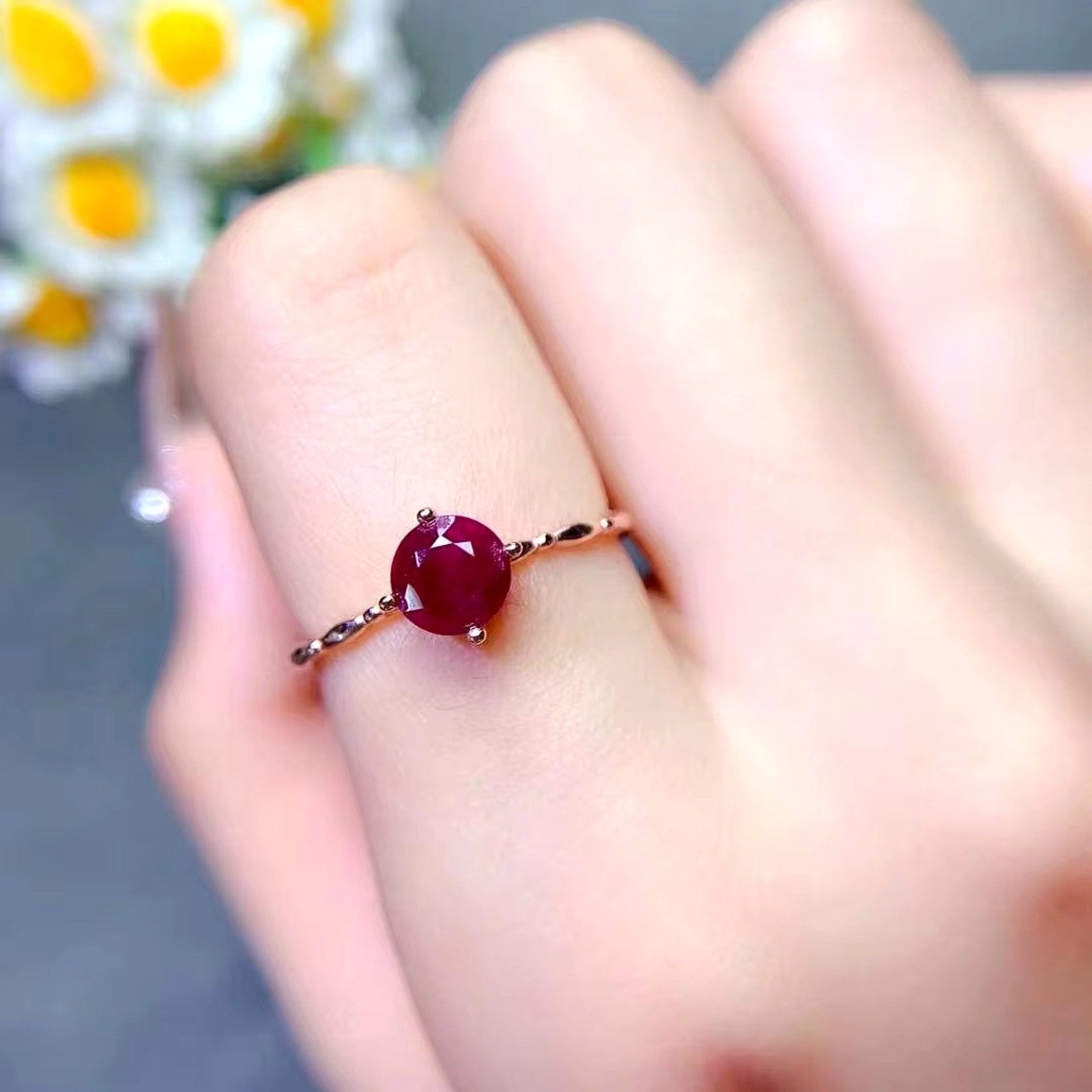 Dark Red Ruby Ring, Womens Ruby Ring, Natural Ruby, Sterling Silver Ruby Ring