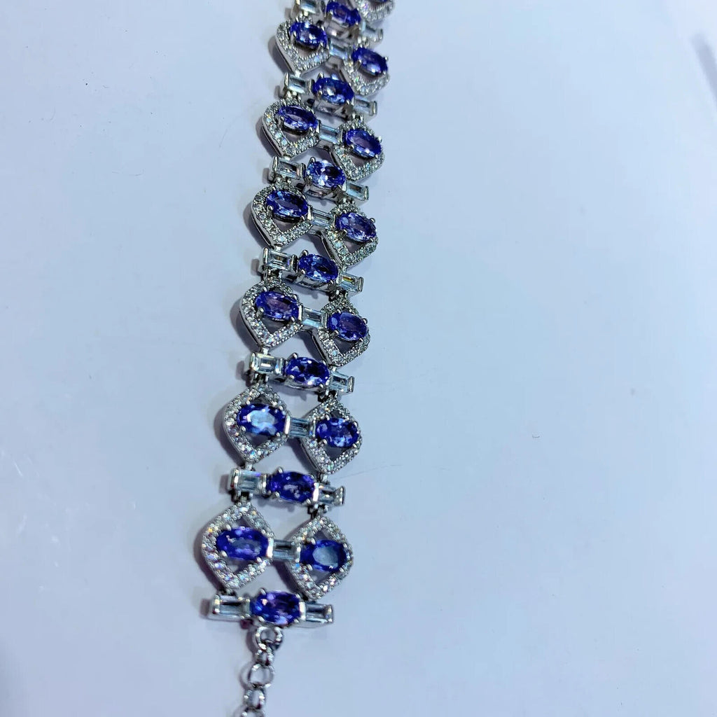 Natural Purple Tanzanite 3 Layer Tennis Bracelet, Women's Tanzanite Jewelry