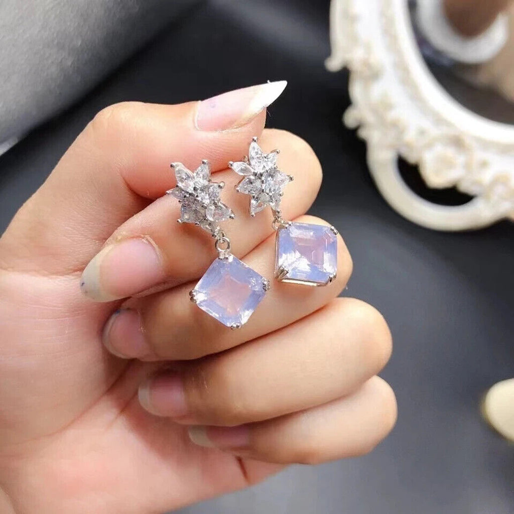 Lavender Amethyst Dangle Earrings 10mm Platinum Plated, Light Purple Amethyst