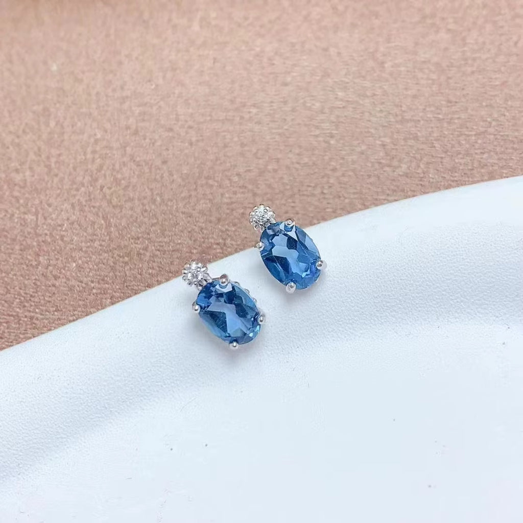 London Blue Topaz Jewelry Set Oval Cut 5x7mm 925 Sterling Silver