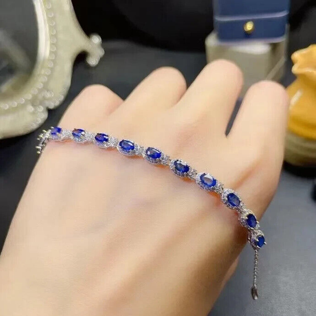 Bright Blue Sapphire Tennis Bracelet, Women's Natural Sapphire Bracelet, Sapphire Bracelet, Natural Sapphire Bracelet, Women's Sapphire Tennis Bracelet, Women's Sapphire Bracelet, Sapphire Gemstone Bracelet, Sterling Silver Sapphire Bracelet, Natural Sapphire Jewelry, September Birthstone Sapphire, Blue Sapphire Bracelet, Blue Sapphire Bracelet, Women's Sapphire Jewelry, September Birthstone Jewelry, September Birthstone, Sapphire Meaning, Sapphire Metaphysical Properties, Bright Blue Sapphire