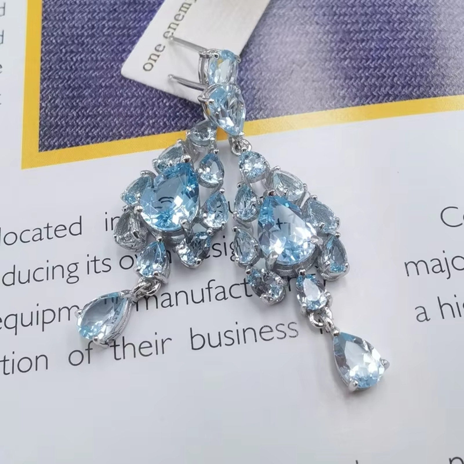 Sky Blue Topaz Gemstone Chandelier Earrings