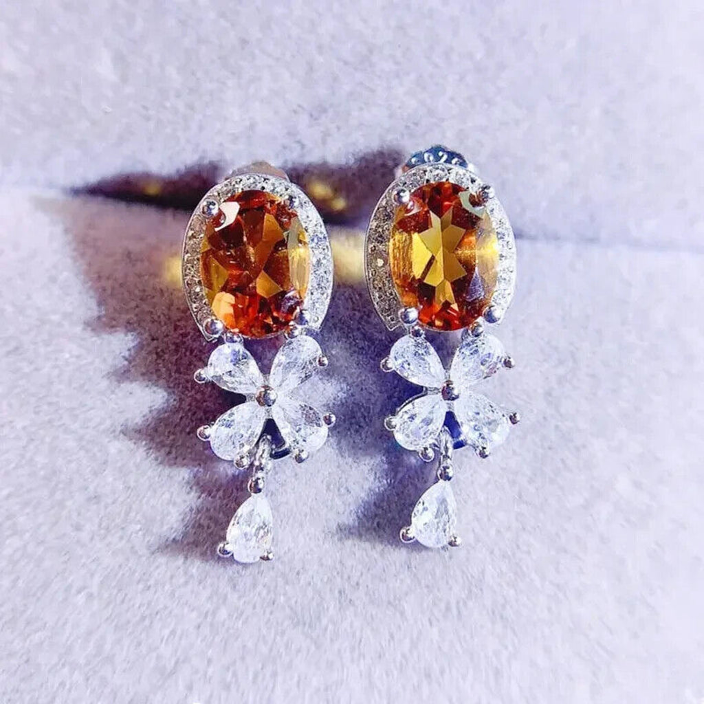 Natural Citrine Banquet Earrings 5x7mm, Citrine Earrings