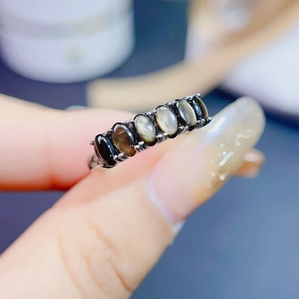 Star Sapphire, Natural Star Sapphire Ring, Star Light Sapphire Band Ring