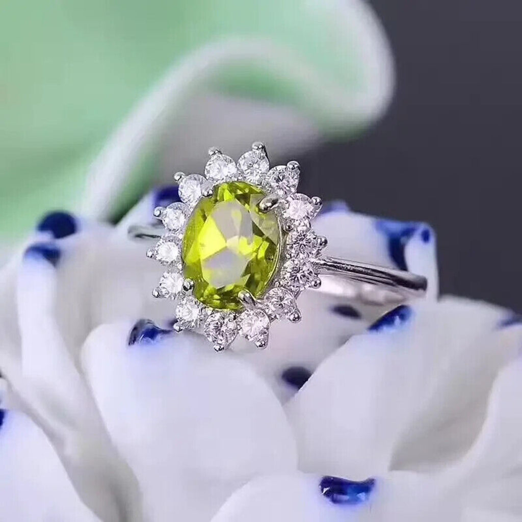 August Peridot Birthstone Jewelry Set 925 Sterling Silver