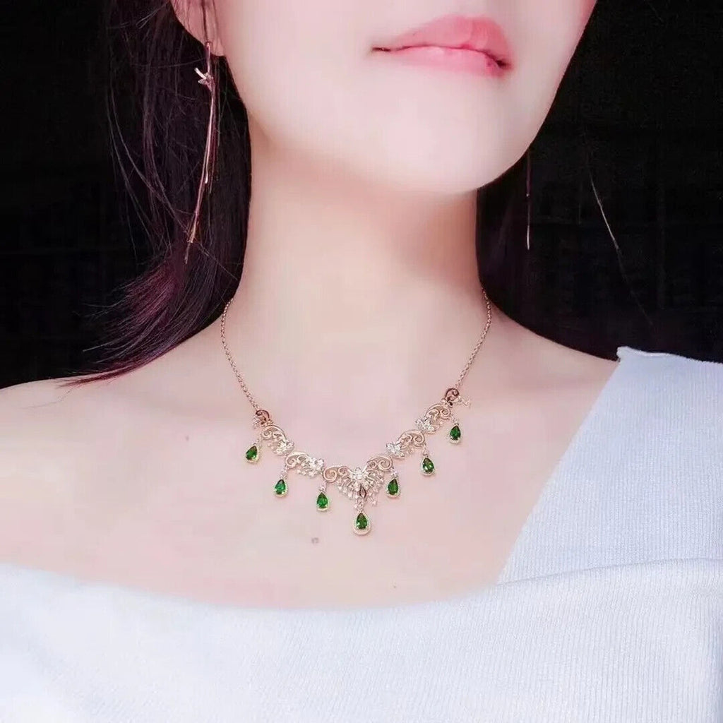 Natural Purple Tanzanite Statement Necklace 4x6mm 925 Sterling Silver, Tanzanite