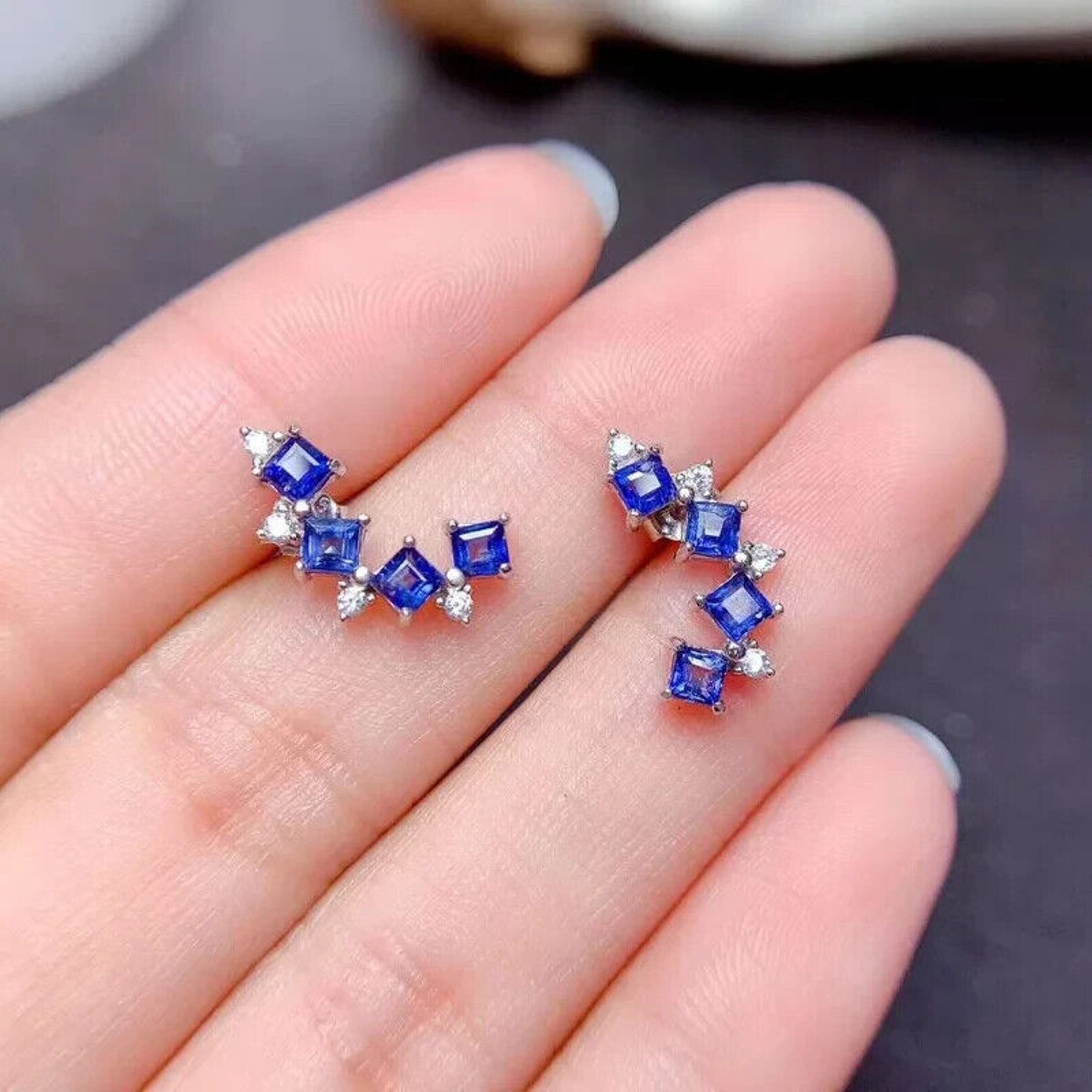 Sapphire Earrings, Natural Sapphire Stud Earrings, Sapphire Stud Earrings, Sterling Silver Sapphire Earrings, Sapphire, Natural Sapphire Earrings, 925 Sterling Silver, Blue Sapphire Earrings, Natural Blue Sapphire Earrings, Natural Blue Sapphire, Blue Sapphire, Bright Blue Sapphire, 925 Sterling Silver, Sapphire Earrings, Dainty, Dainty Stud Earrings, Dainty Sapphire Earrings, Women’s Sapphire Earrings, Anniversary Gift Sapphire, Sapphire September Birthstone, September Birthstone Sapphire, Sapphire Studs
