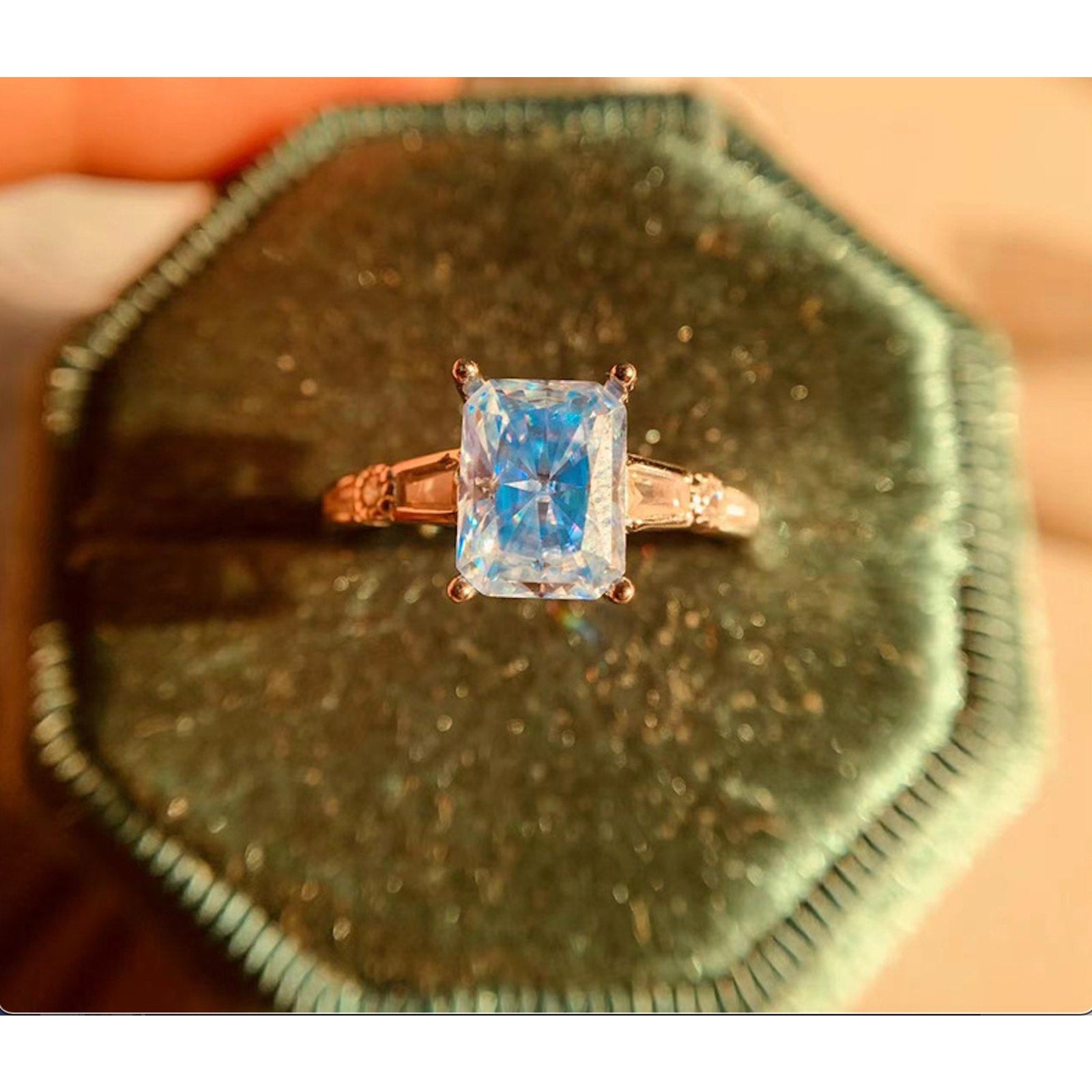 VVS1 Radiant Cut Icy Blue Moissanite Ring, Women's Blue Moissanite Ring's, Radiant Cut Blue Moissanite Ring, Radiant Cut Moissanite, 2 Carat Radiant Cut Moissanite Ring, Women's Blue Moissanite Ring, VVS1 Blue Moissanite Ring, Blue Moissanite Ring, Blue Moissanite, VVS1 Moissanite Jewelry, Icy Blue Moissanite