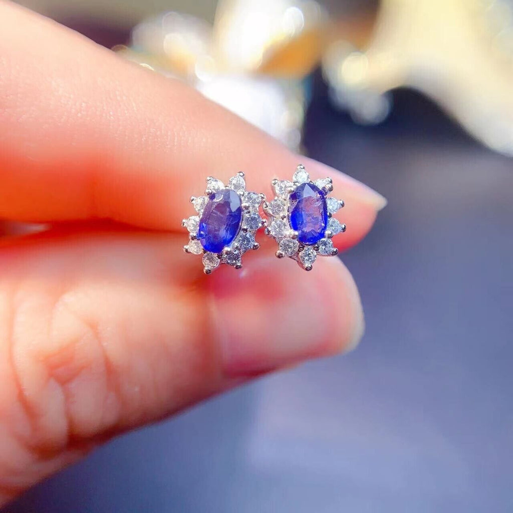 Sapphire Earrings, Natural Sapphire Stud Earrings, Sapphire Stud Earrings, Sterling Silver Sapphire Earrings, Sapphire, Natural Sapphire Earrings, 925 Sterling Silver, Blue Sapphire Earrings, Natural Blue Sapphire Earrings, Natural Blue Sapphire, Blue Sapphire, Bright Blue Sapphire, 925 Sterling Silver, Sapphire Earrings, Dainty, Dainty Stud Earrings, Dainty Sapphire Earrings, Women’s Sapphire Earrings, Anniversary Gift Sapphire, Sapphire September Birthstone, September Birthstone Sapphire