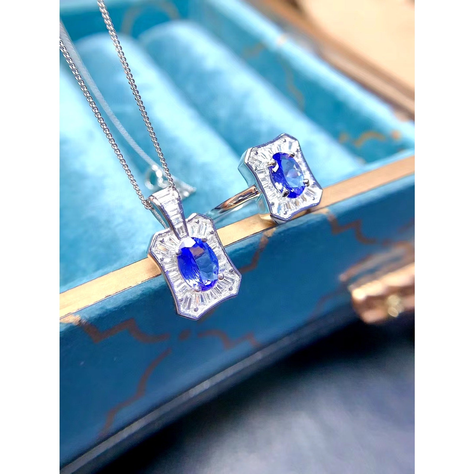 Purple Tanzanite Jewelry Set, Natural Purple Tanzanite Jewelry 925 Sterling