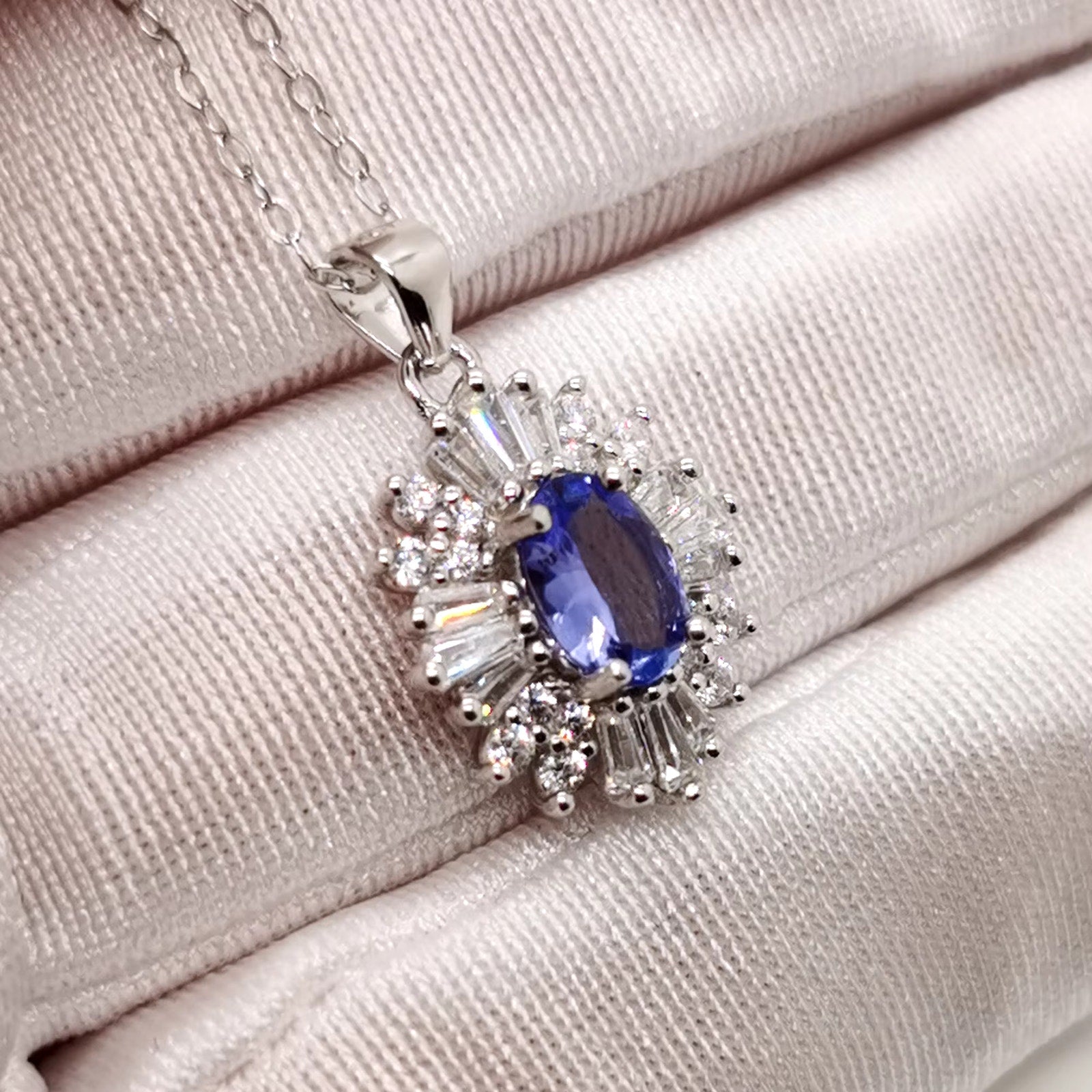 Purple Tanzanite Pendant Necklace, Natural Tanzanite Necklace For Women