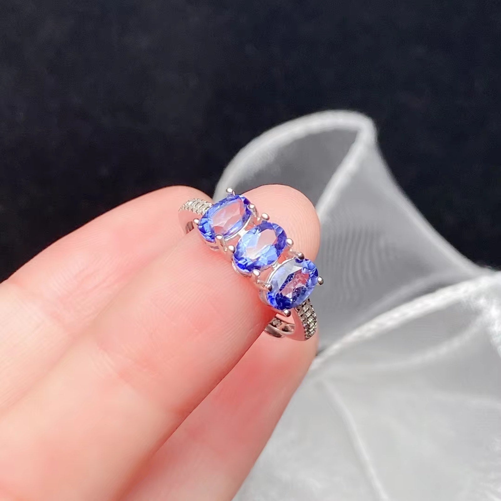 Tanzanite Ring, Natural Tanzanite Sterling Silver Ring, Purple Tanzanite Ring