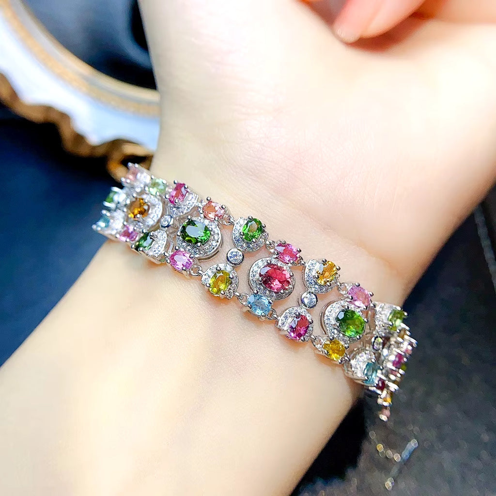 Natural Brazilian Tourmaline Multilayer Tennis Bracelet, Tourmaline Bracelet