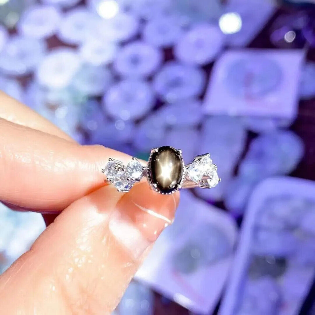 Star Sapphire, Natural Star Sapphire Ring, Star Light Sapphire Ring 6x8mm