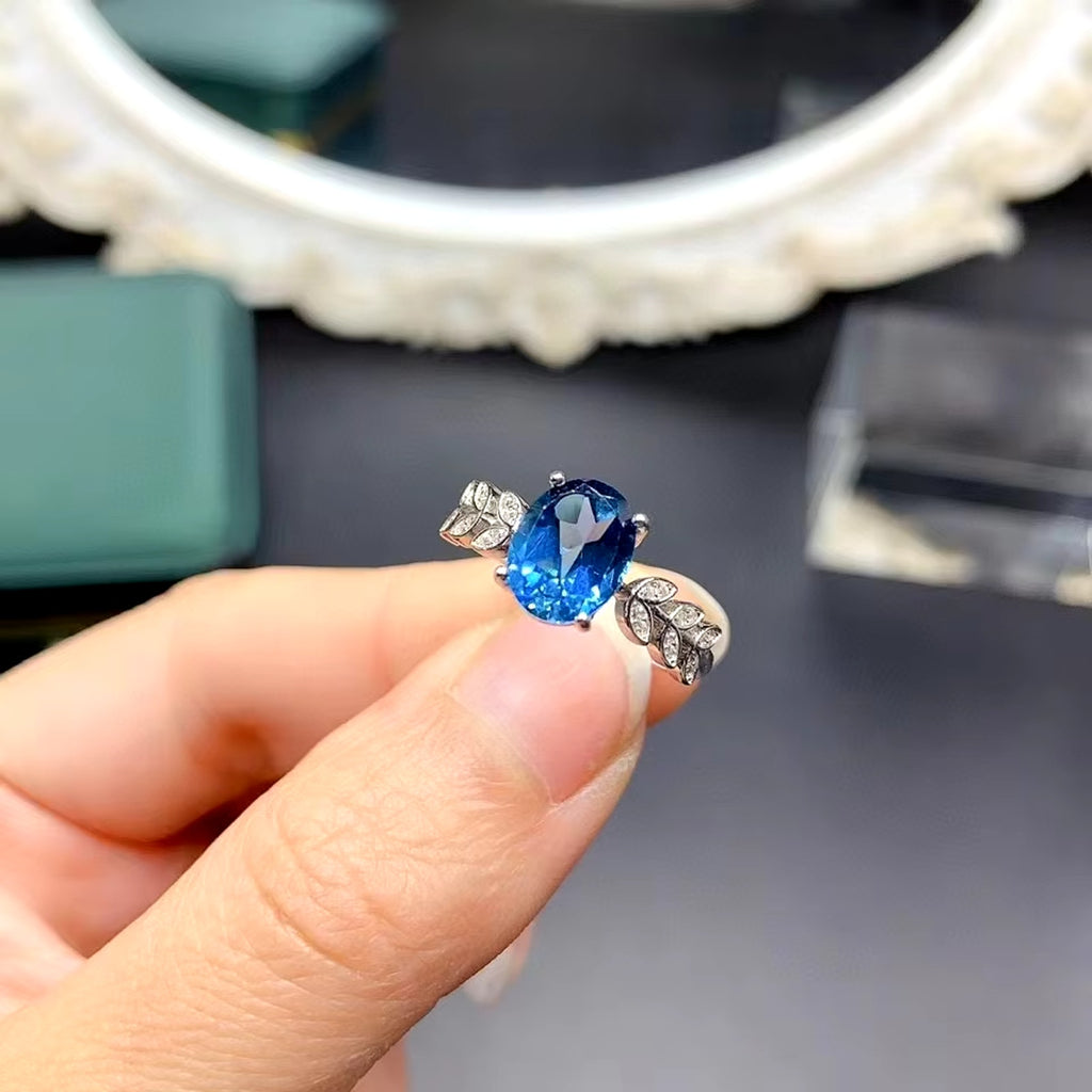 2CT VVS London Blue Topaz Ring Platinum Plated London Blue Topaz