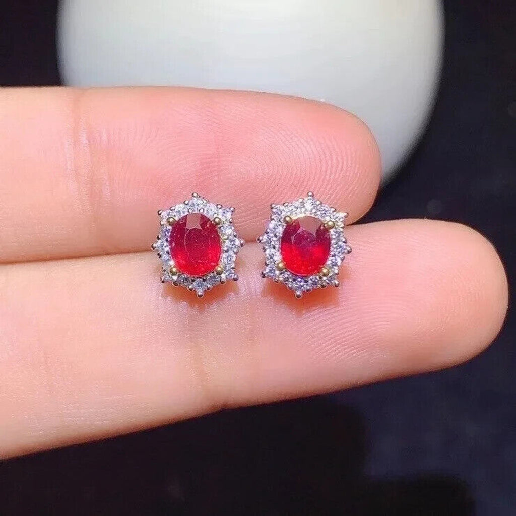 Ruby Earrings, Women's Ruby Earrings, Natural Ruby Earrings, Ruby Jewelry, Sterling Silver Ruby Earrings, Genuine Ruby Earrings, Ruby Stud Earrings, Natural Ruby, Burma Ruby