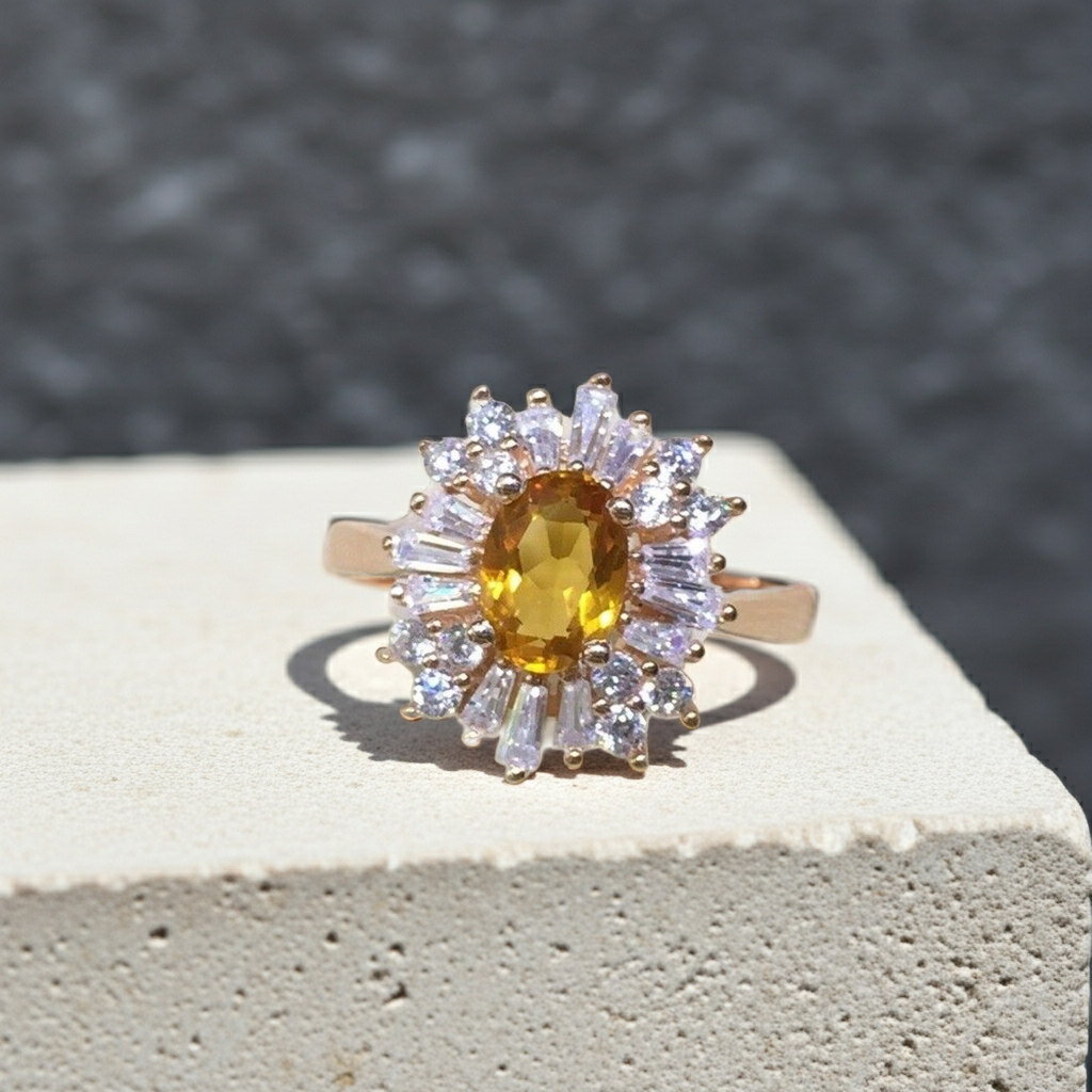 Citrine Success Stone Ring 5x7mm 925 Sterling Silver