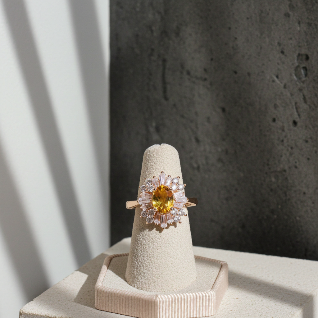 Citrine Success Stone Ring 5x7mm 925 Sterling Silver