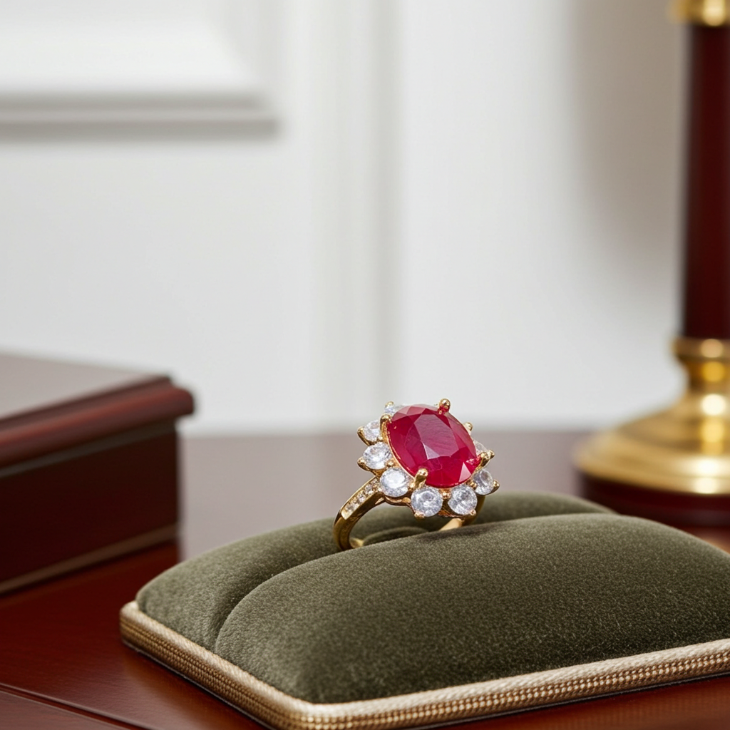 Genuine Burma Ruby Ring Women's Ruby Ring 8x10mm