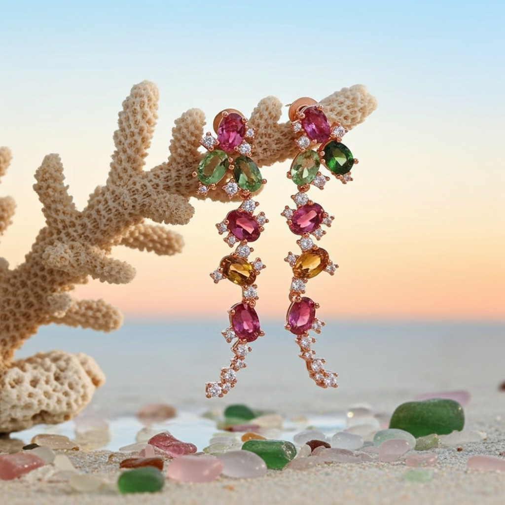 Natural Tourmaline Drop Dangle Earrings 3x4mm