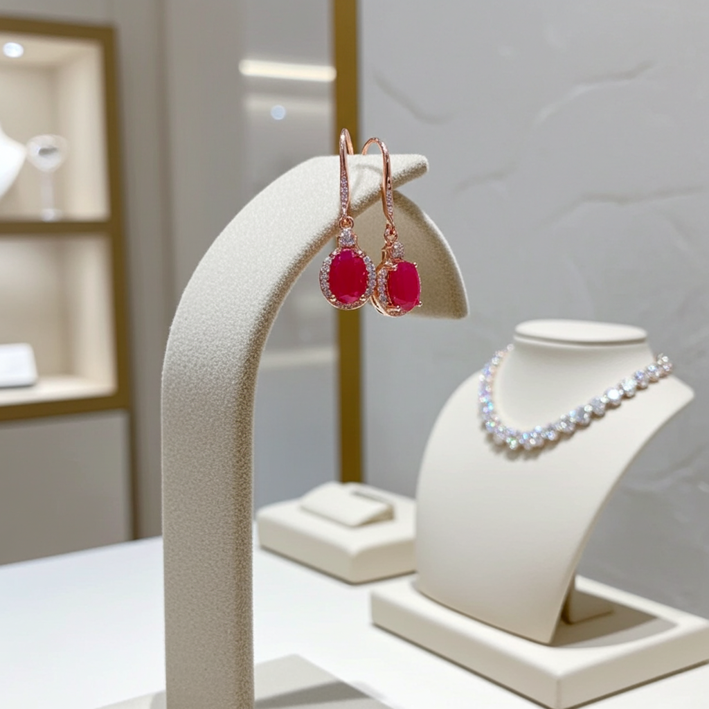 925 Sterling Silver 1.5ct Natural Ruby Dangle Earrings, Genuine Ruby Earrings