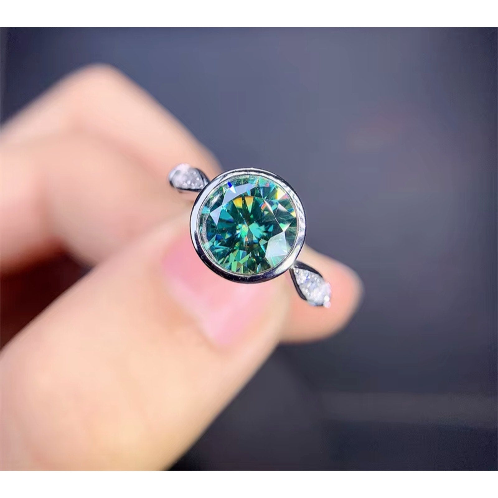 Moissanite, Green Moissanite Ring, 2 Carat Moissanite RIng, Moissanite Ring, Moissanite, VVS1 Miossanite, Gray Moissanite, White Moissanite, Solitaire Moissanite Ring, Round Brilliant Cut Moissanite Ring, Moissanite Ring, Round Brilliant Cut, 5 Carat Moissanite Ring, Moissanite Jewelry