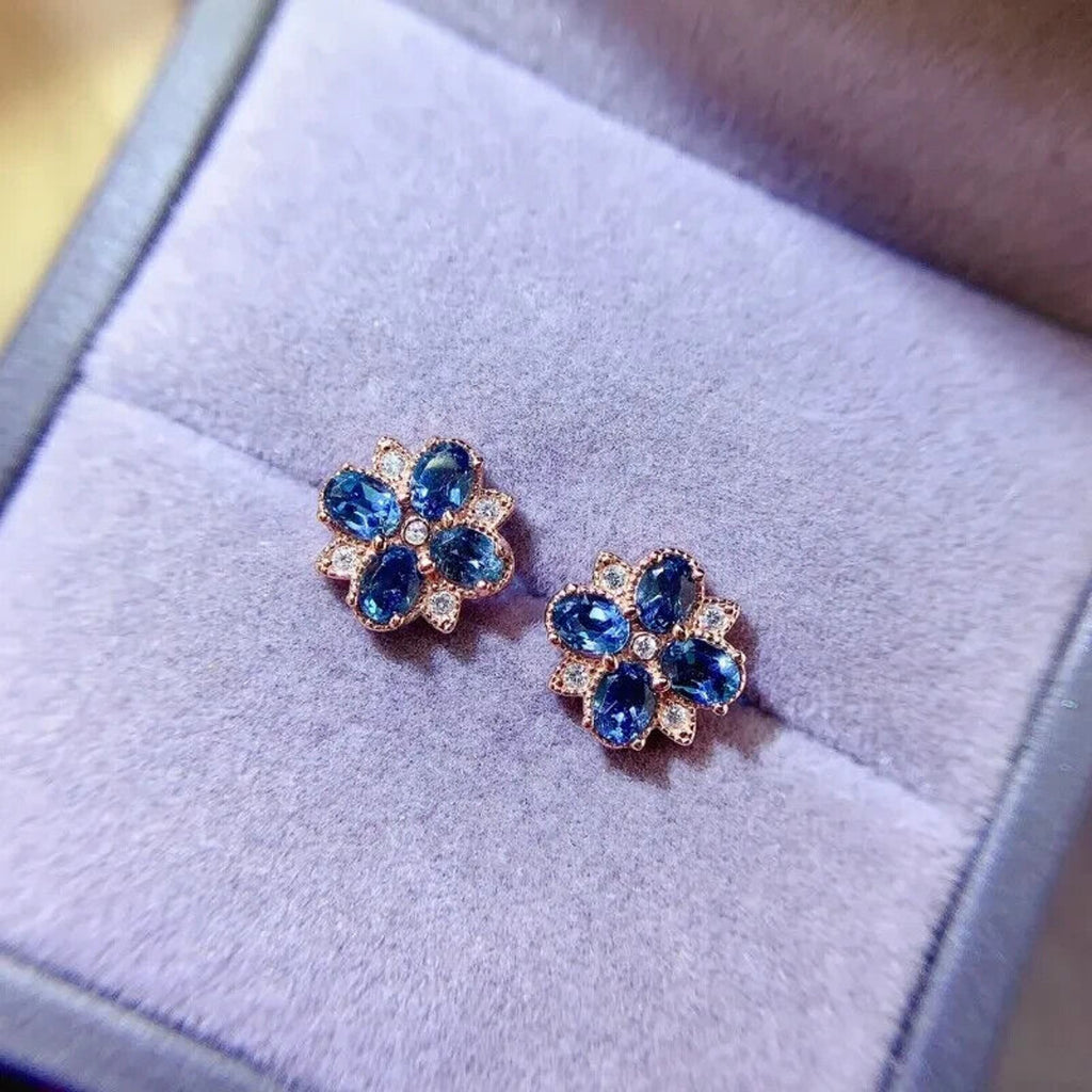 London Blue Topaz Flower Cluster Stud Earrings, Sterling Silver London Blue Topaz Earrings, London Blue Topaz Stud Earrings, December Birthstone London Blue Topaz, London Blue Topaz Earrings, London Blue Topaz Stud Earrings, Women's London Blue Topaz Earrings, London Blue Topaz Jewelry, Natural London Blue Topaz Gemstone Jewelry Set, Women's London Blue Topaz Earrings, London Blue Topaz Ring, London Blue Topaz Stud Earrings, London Blue Topaz Earrings, Women's London Blue Topaz Jewelry