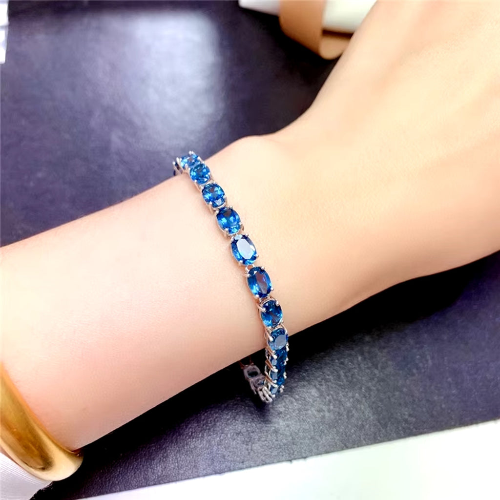 London Blue Topaz Tennis Bracelet 5x7mm VVS1 Grade