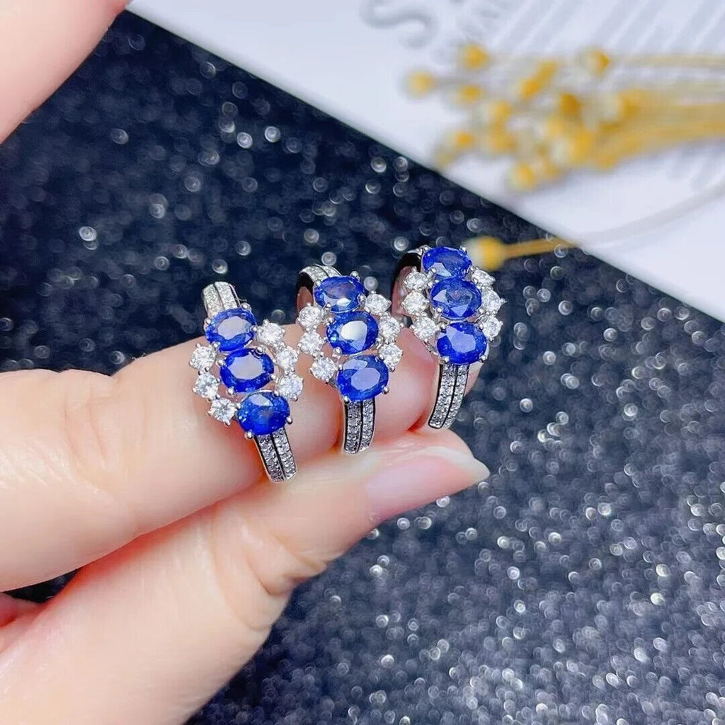 Blue Sapphire Dainty Cocktail Ring, Natural Blue Sapphire Gemstone Ring