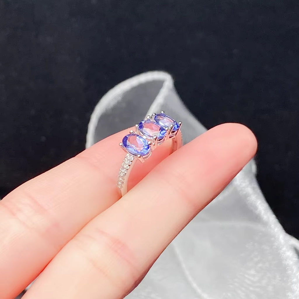 Tanzanite Ring, Natural Tanzanite Sterling Silver Ring, Purple Tanzanite Ring