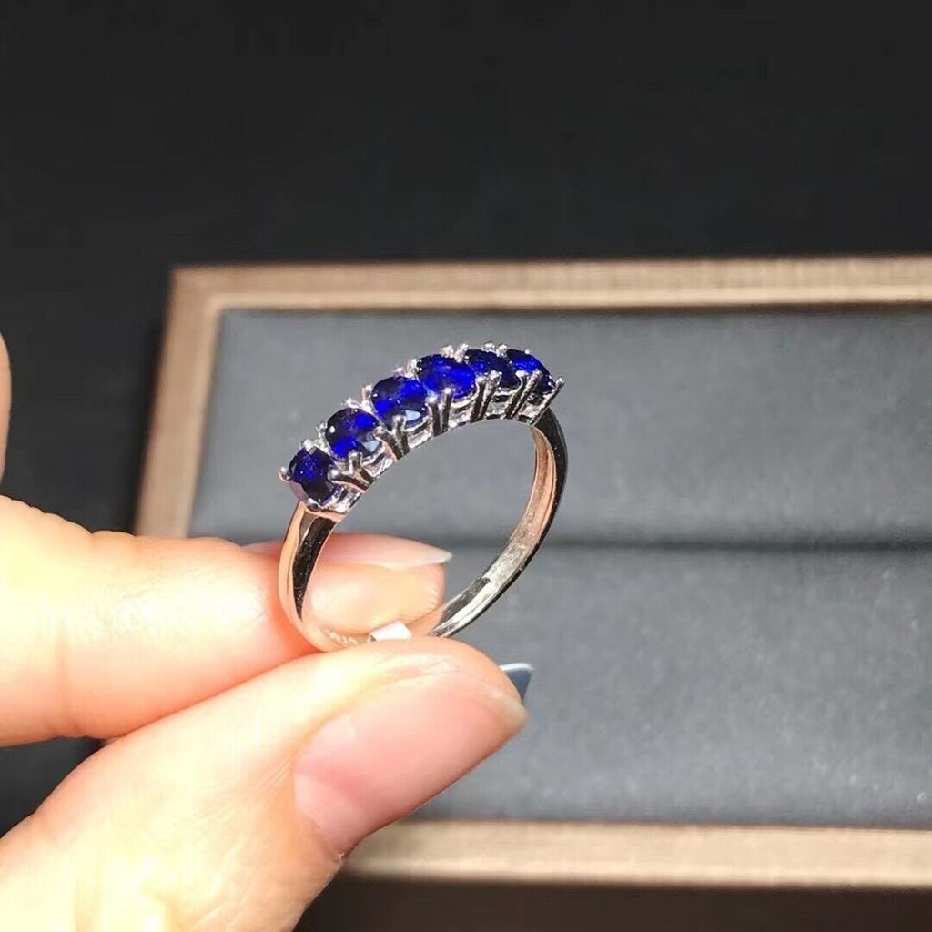 3x4mm Natural Blue Sapphire Band Ring, Genuine Blue Sapphire Band Ring Platinum