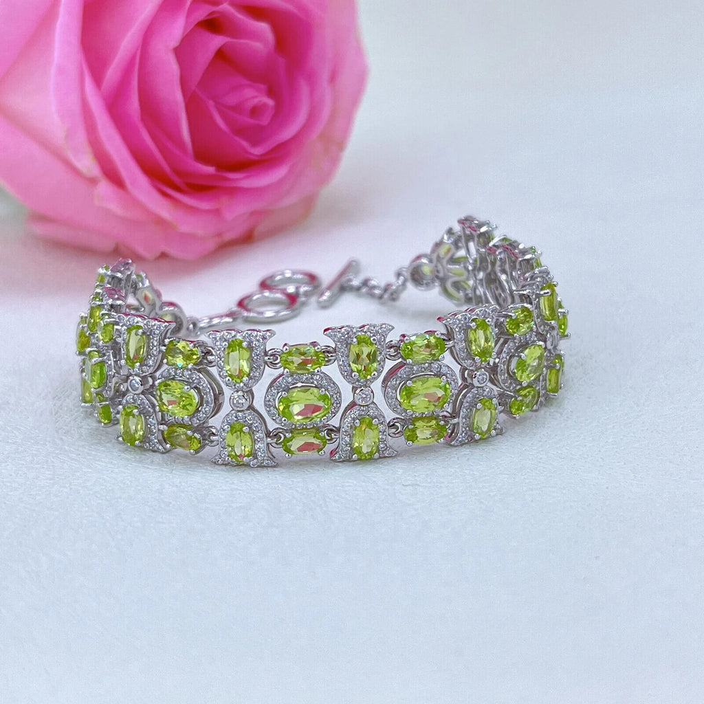 Women's Peridot Multilayer Tennis Bracelet, Natural Peridot Bracelet