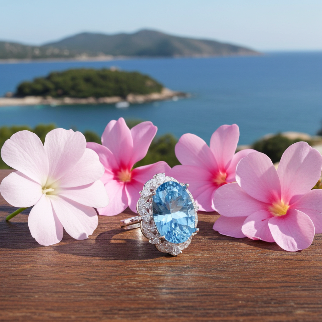 Oval Cut Sky Blue Topaz Gemstone Ring 10x14mm
