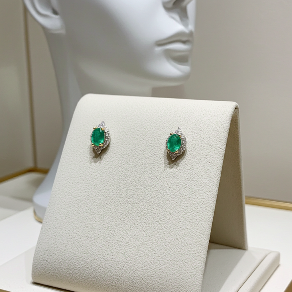 Colombian Emerald Oval Cut Stud Earrings 4x5mm