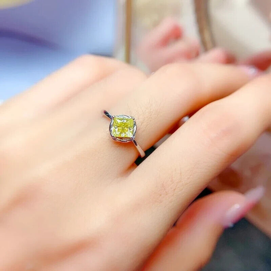 1 CT Yellow Moissanite Jewelry Set, Women's Light Yellow Moissanite Jewelry