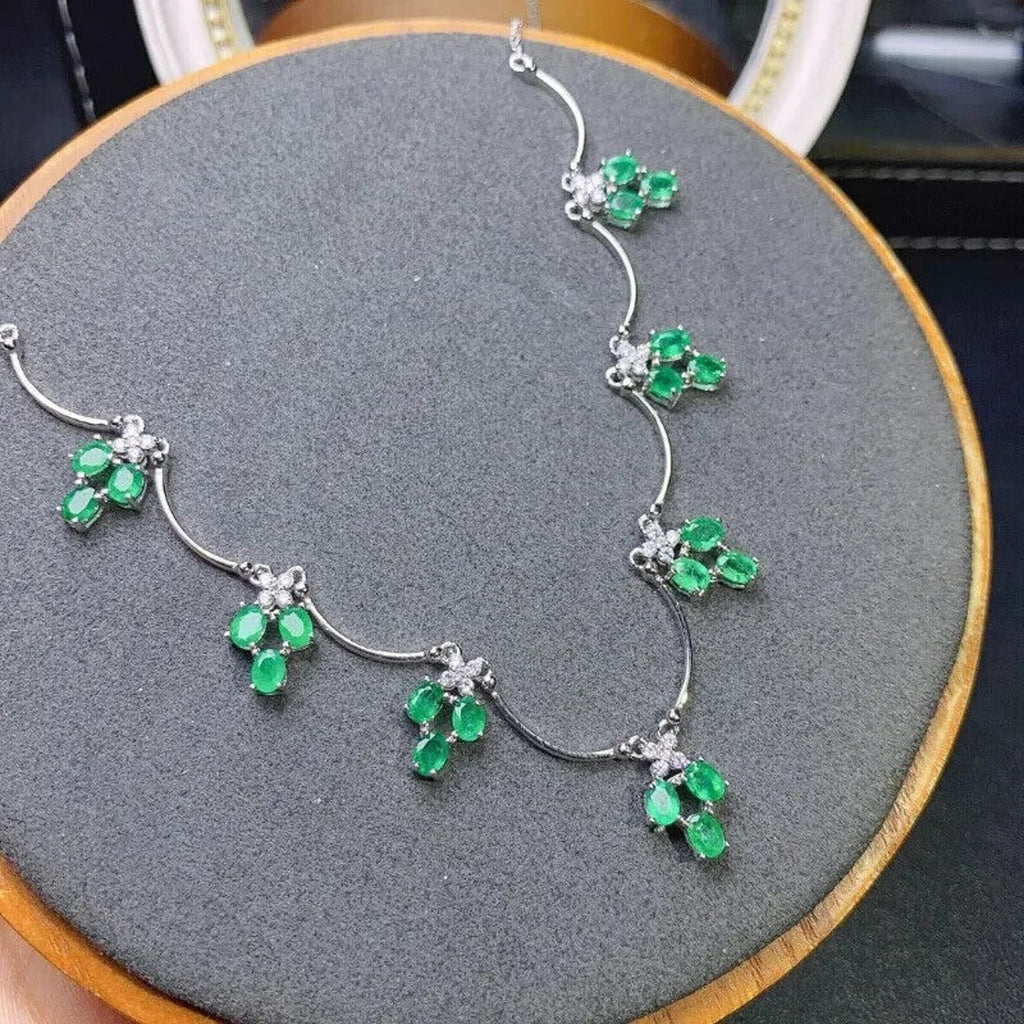 Natural Emerald Scallop Charm Necklace 3x4mm