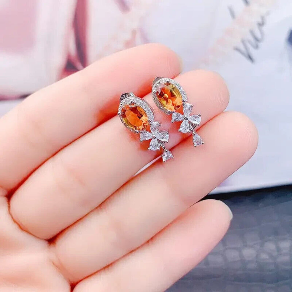 Natural Citrine Banquet Earrings 5x7mm, Citrine Earrings