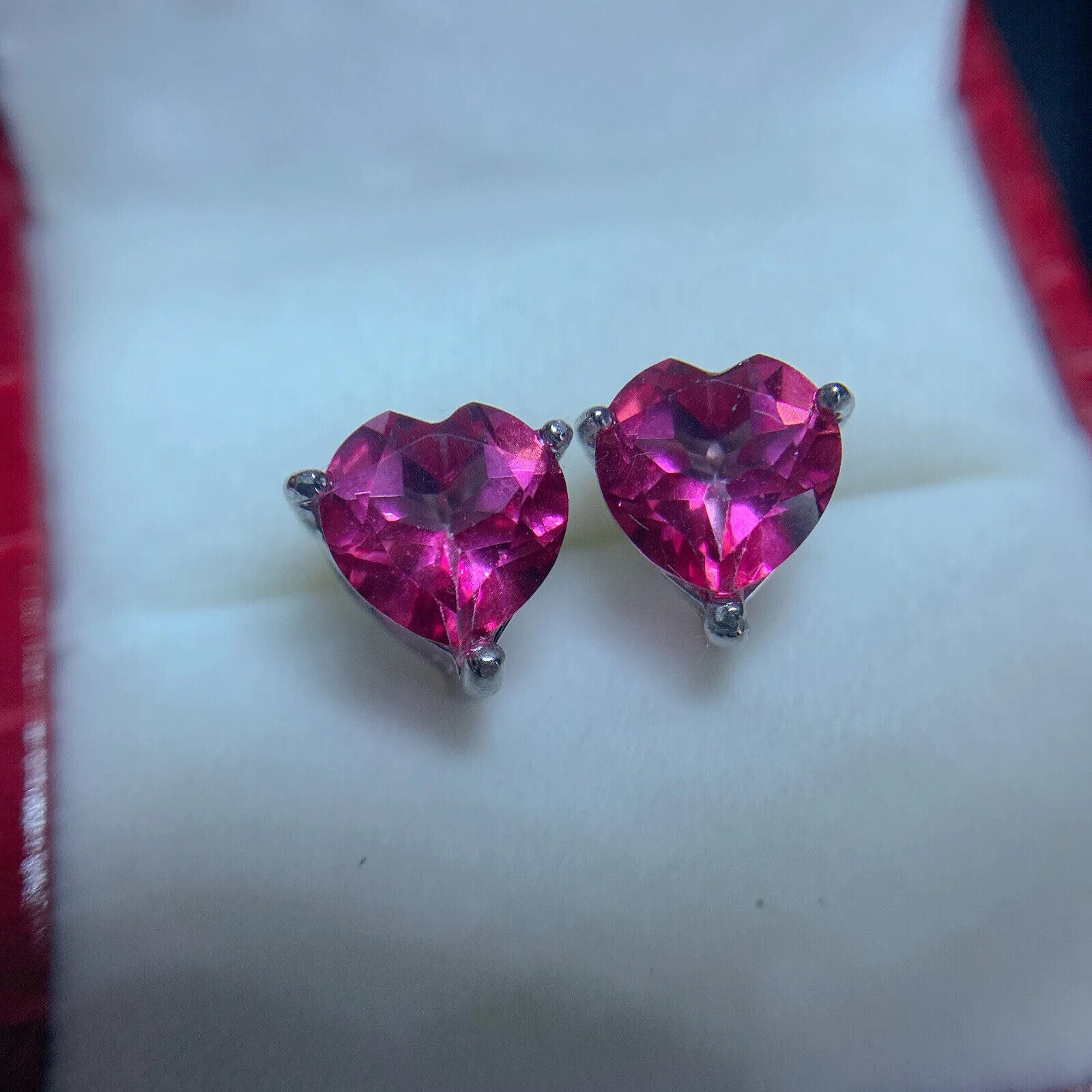 Pink Topaz Heart Stud Earrings – 8mm Natural Gemstone | 925 Sterling Silver