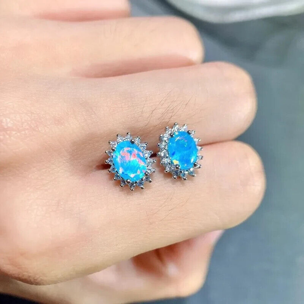 Blue Opal Earrings, Opal Earrings, Natural Opal Earrings, Genuine Opal Earrings, Opal Earrings, Blue Fire Opal Earrings, Sterling Silver Opal Earrings, Blue Opal, Opal Earrings, Opal Stud Earrings, Fire Opal Earrings, Fire Opal Stud Earrings