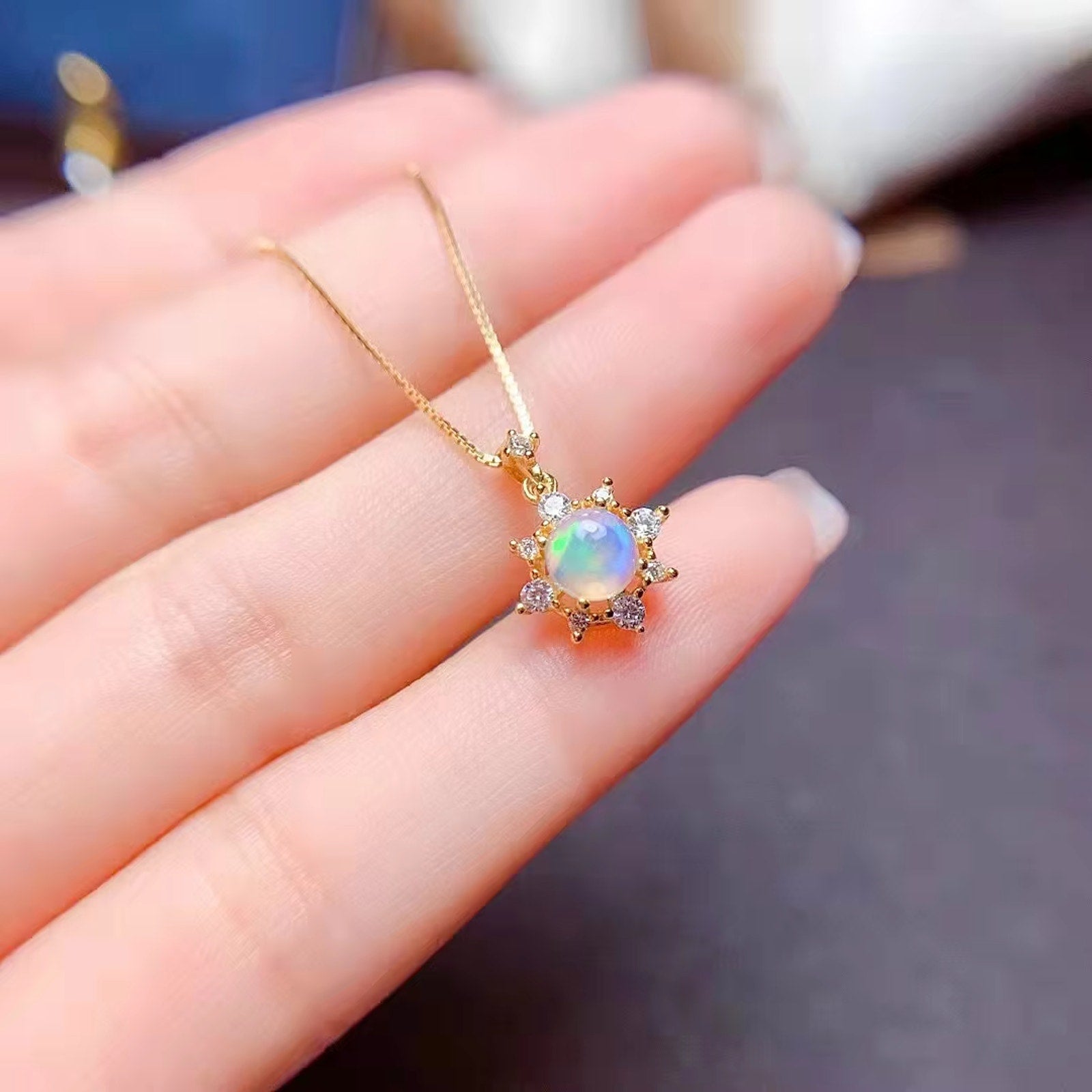 Natural Fire Opal Jewelry Set, Fire Opal Ring, Earrings, and Pendant Set 5mm