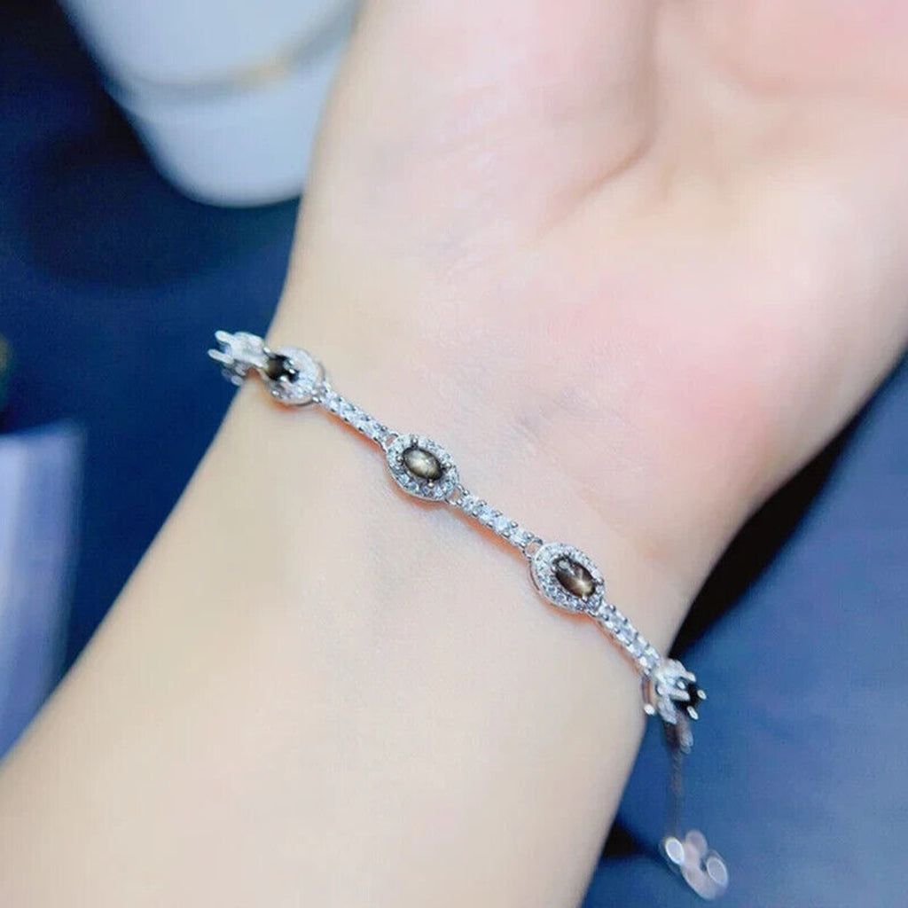 Dainty Star Sapphire Bracelet, Natural Star Sapphire Tennis Bracelet 3x5mm