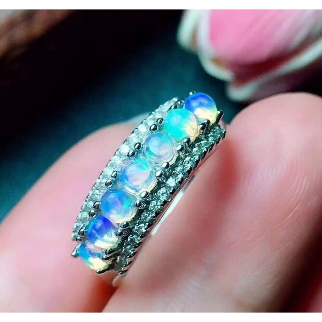 Australian Opal Ring, Opal Sterling Silver Ring, Natural Opal Ring, Opal Ring