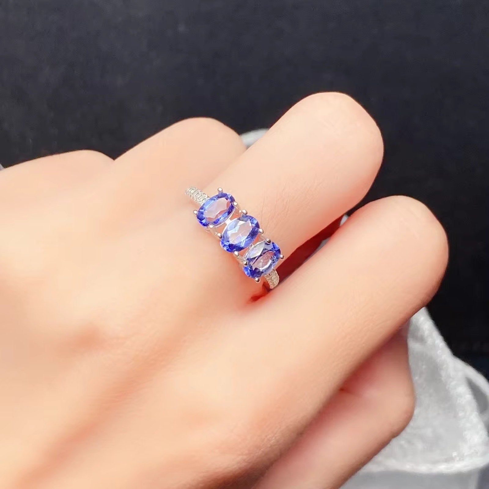 Tanzanite Ring, Natural Tanzanite Sterling Silver Ring, Purple Tanzanite Ring